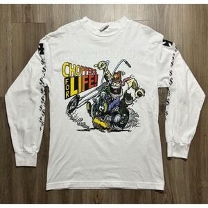 Vintage Y2K Choppers For Life‎ White Long Sleeve Shirt Size M